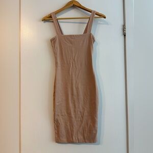 Kookai Nude Bodycon Dress Square Neck Sleeveless